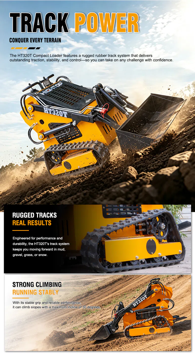 Tracked Skid Steer Loader With Strong Track Traction HT320T Images-hightop.webp