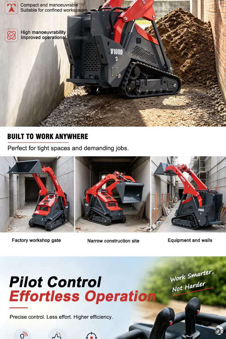 Crawler Skid Steer Loader With Front-Opening Hood For Easy Maintenance HTV1000 Images.webp
