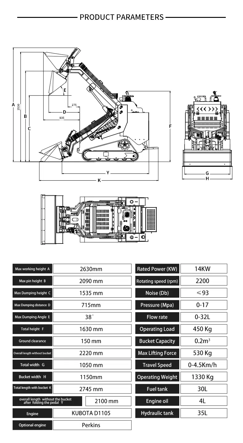 Stand-On Skid Steer Loader With 360° Flexible Operation HT530 Parameters-hightop.webp