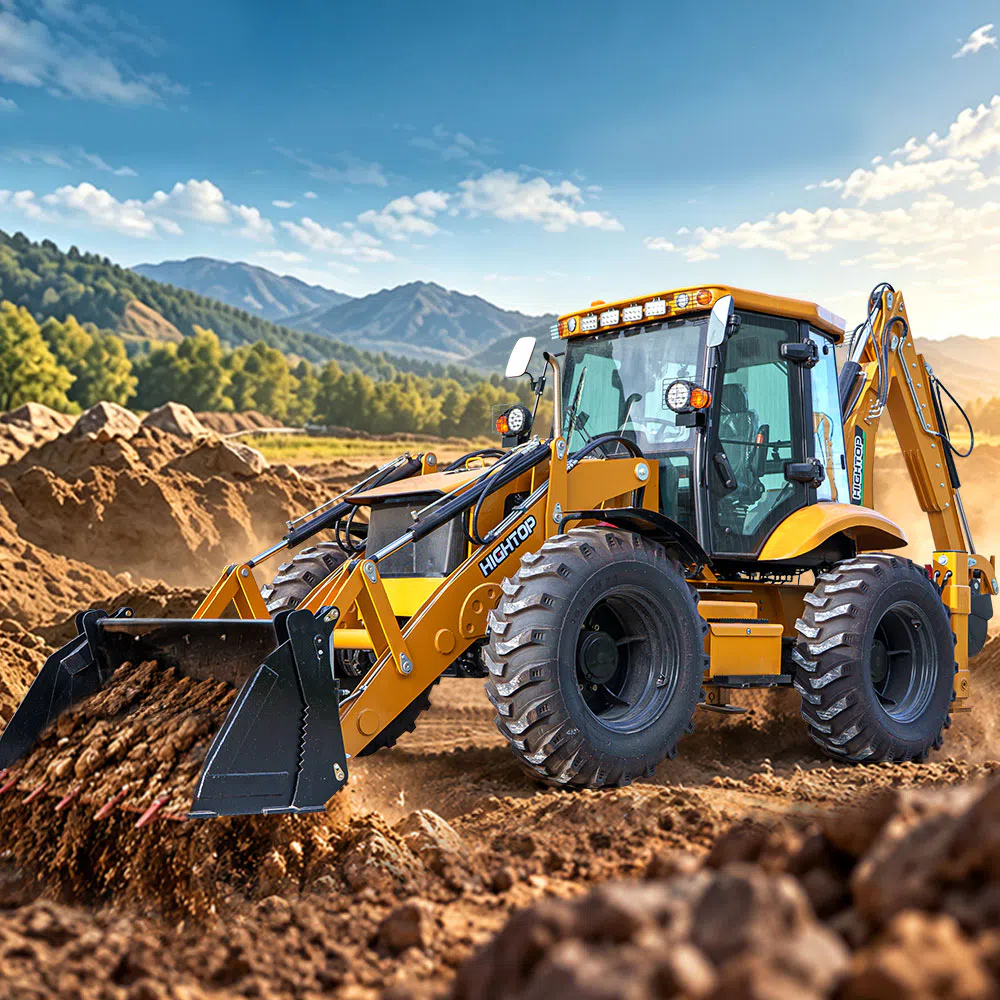 Hightop Backhoe Loader With 2500kg Loading Capacity HTBL820