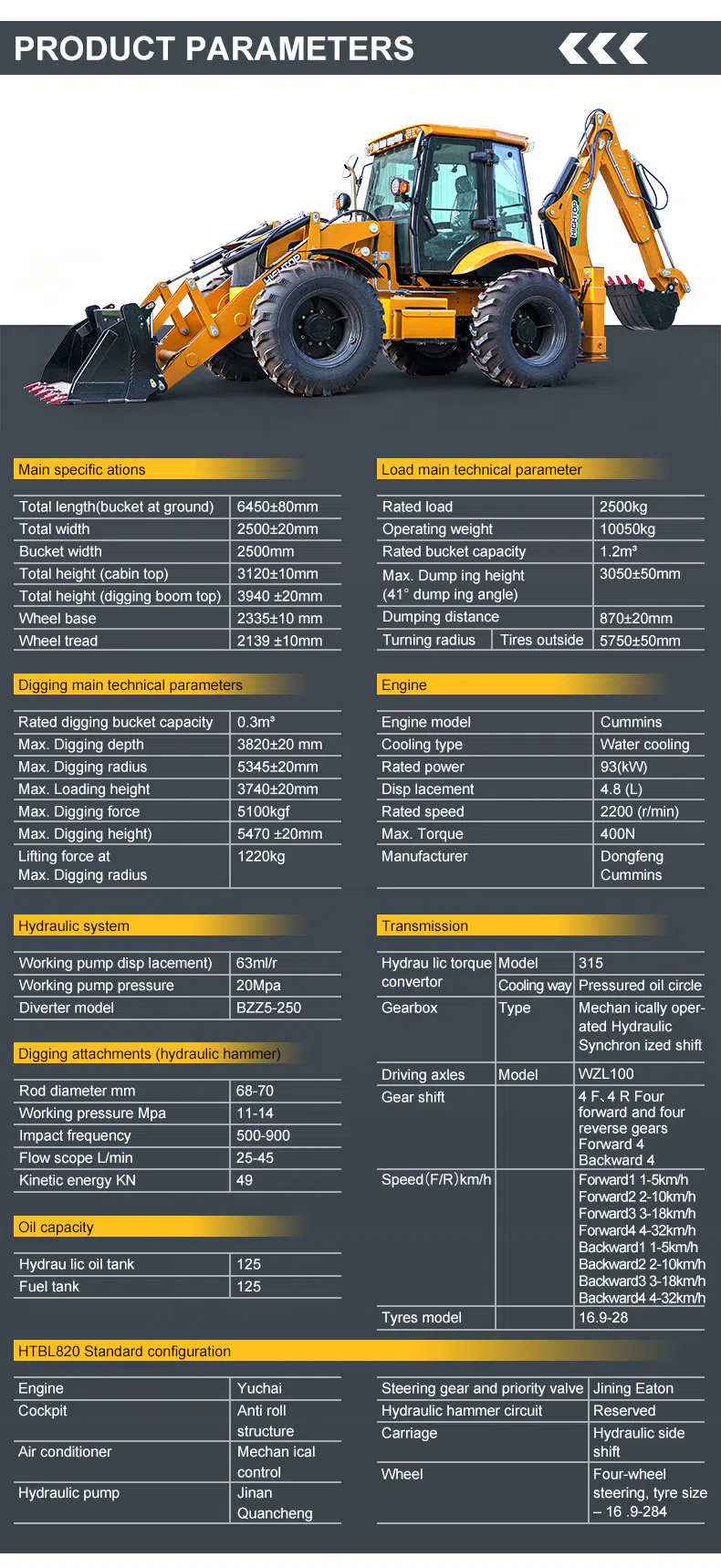 Hightop HTBL820 Backhoe Loader Parameters.webp