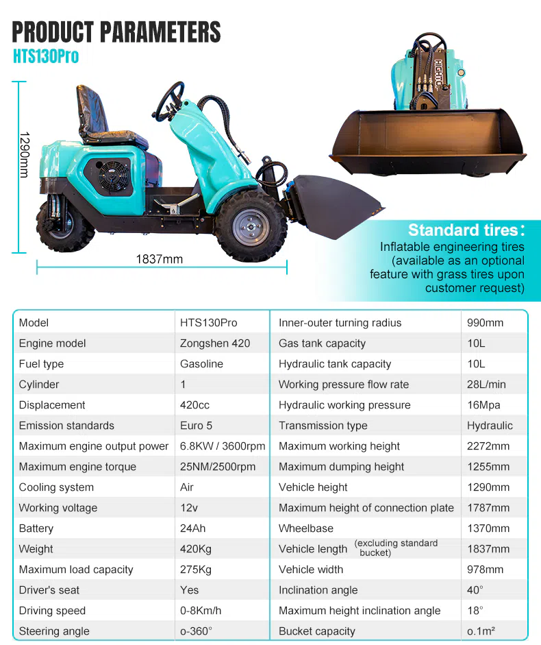Three Wheel Loader Multi Function HTS130Pro Parameters hightop.webp