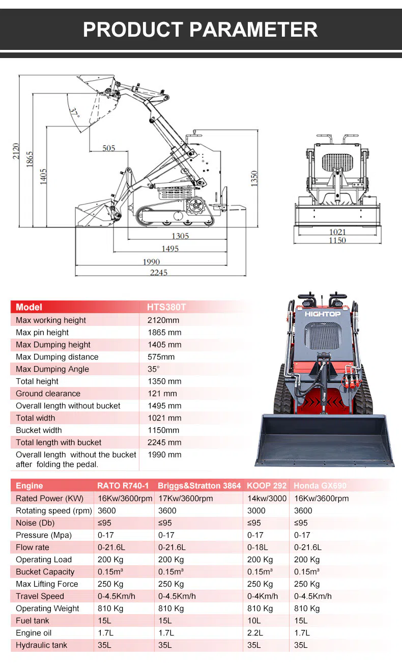 Mini Skid Steer Loader For Tight Spaces HTS30T Parameters.webp