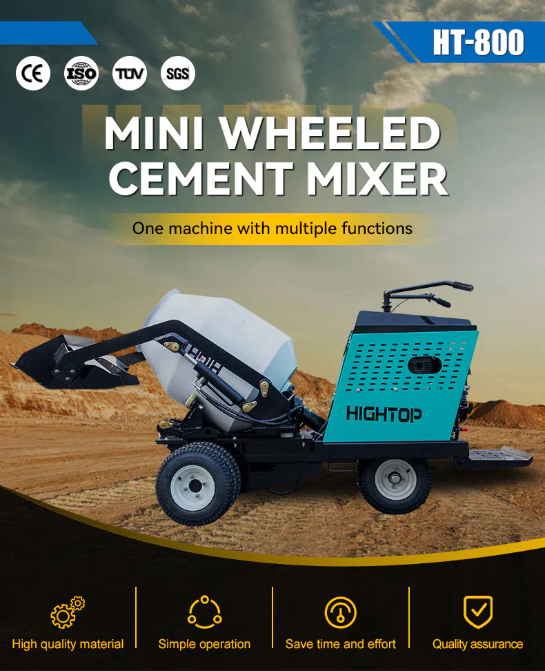 Mini Wheeled Cement Mixer with Replaceable Mixing Bucket HT800 Images