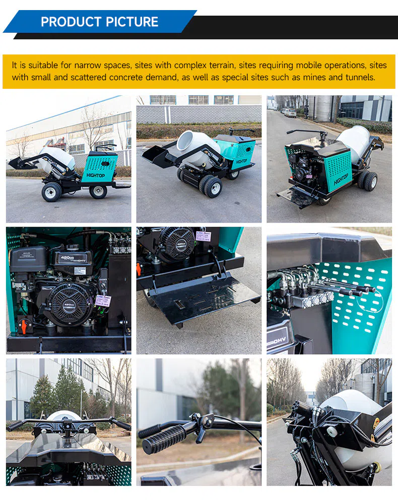 Mini Wheeled Cement Mixer with Replaceable Mixing Bucket HT800 Images