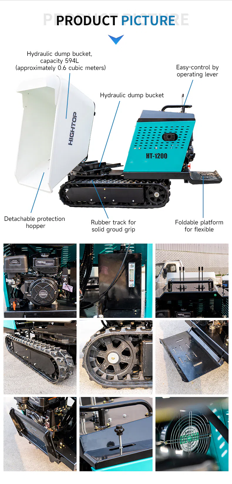Crawler Dump Truck HT1200 With High Stability Track System Images-hightop.webp
