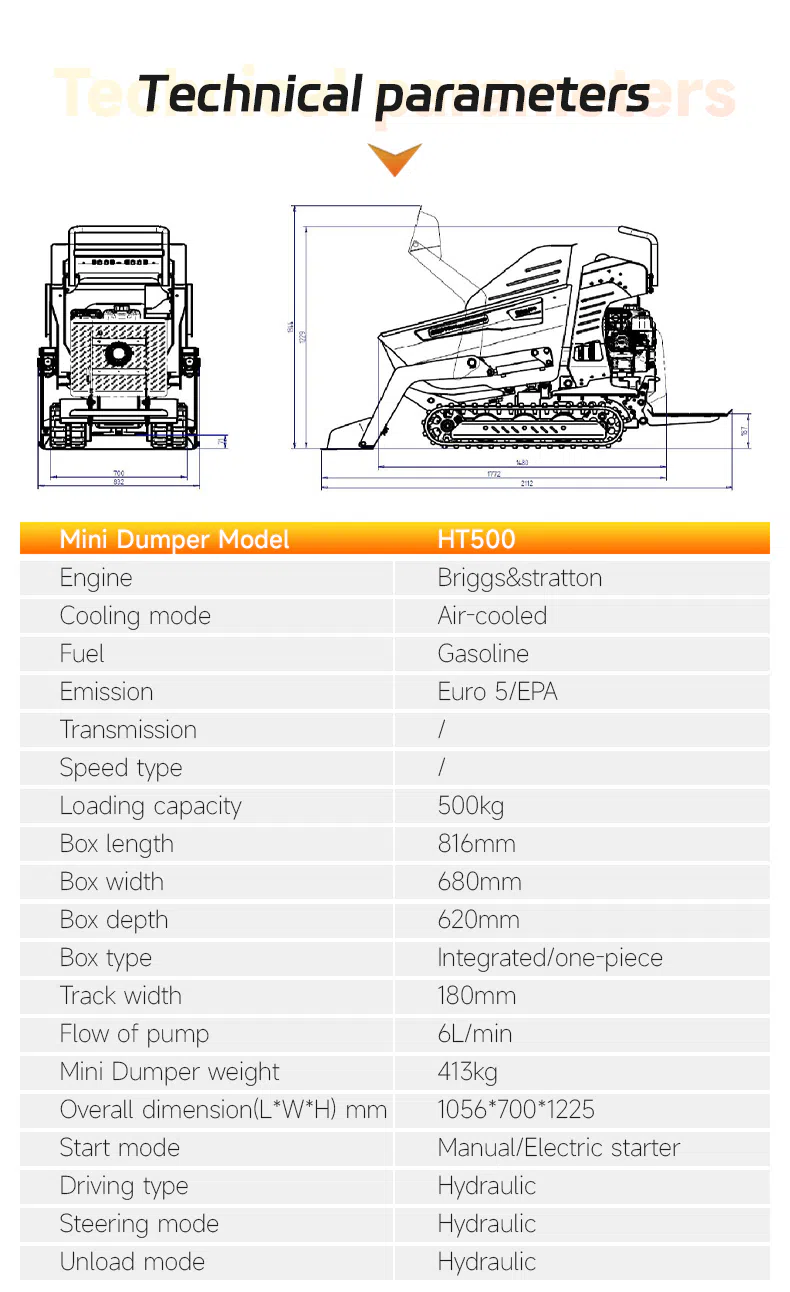 Mini Dumper with Foldable Platform HT500 Parameters-hightop.webp