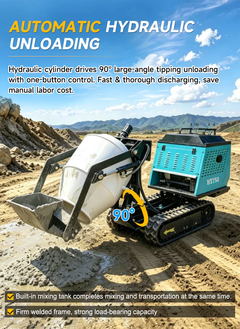 Tracked Concrete Mixer With Hydraulic Unloading HT750 Images-hightop.webp