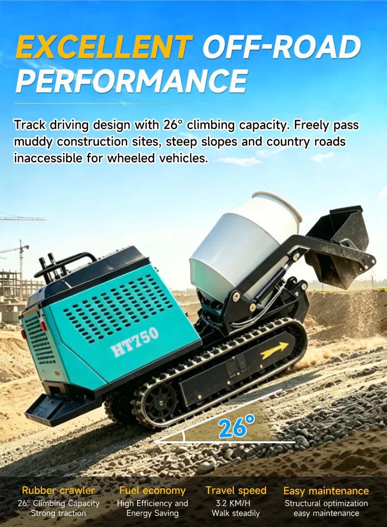Tracked Concrete Mixer With Hydraulic Unloading HT750 Images-hightop.webp