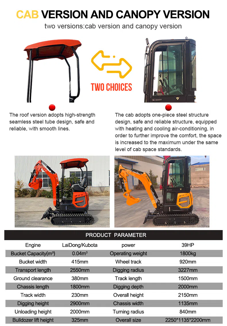 1.8 Ton Mini Hightop Excavator HT18U With Flexible Options Picture.webp
