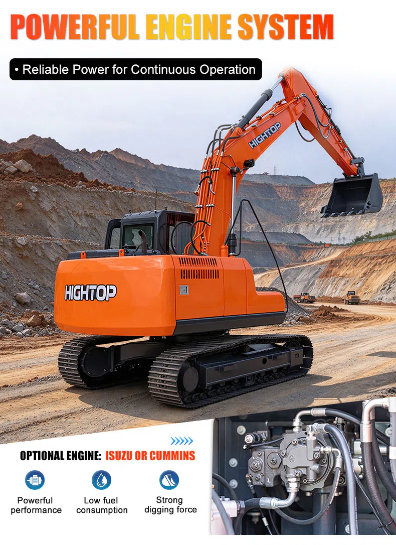 Pelle de construction Hightop HT150 avec contrôle hydraulique efficace