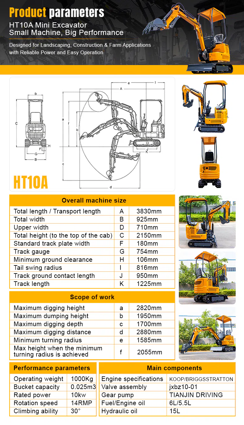 Hightop Mini Excavator 1 Ton With Compact Design Parameters.webp