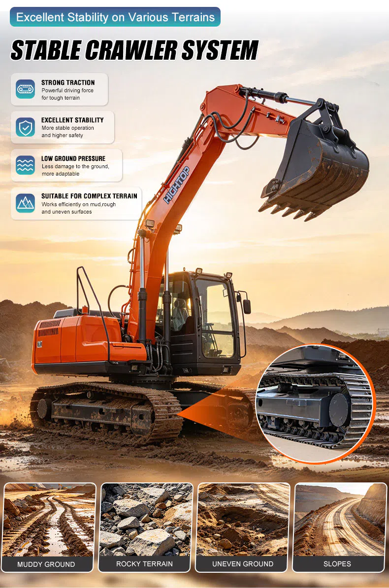 Pelle de construction Hightop HT150 avec contrôle hydraulique efficace