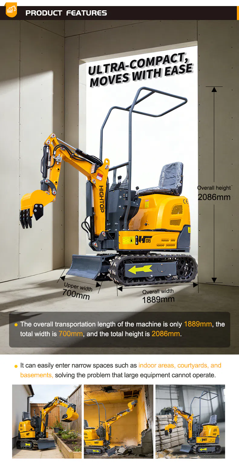 Mini Excavator 600kg With Lightweight Design HT06 Images-hightop.webp