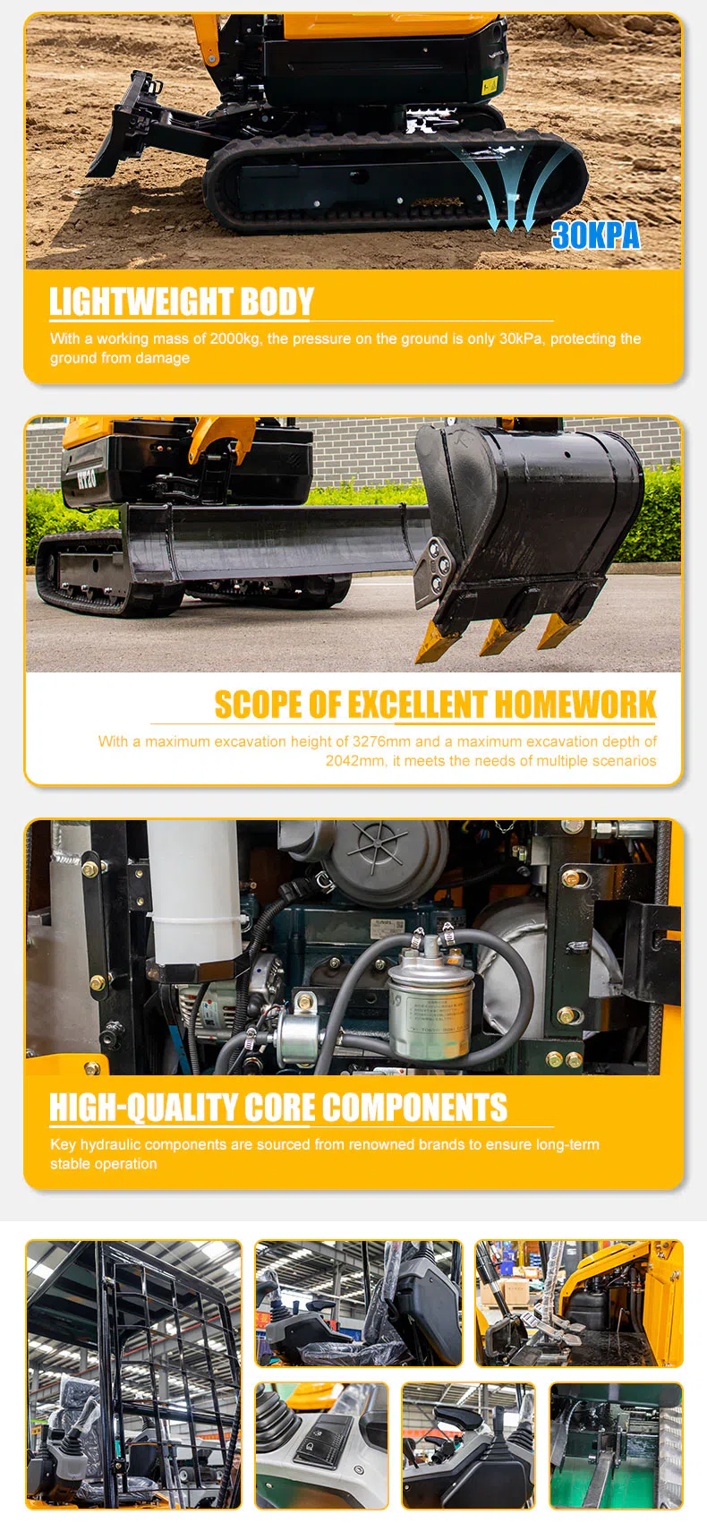 Mini Excavator 2 Ton With Variable Piston Pump HT20U Product Images -hightop group.webp