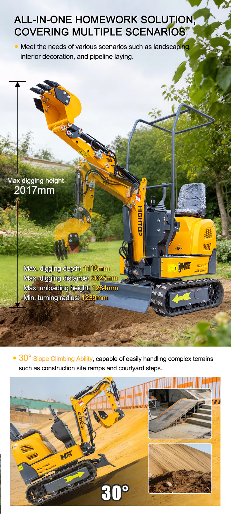 Mini Excavator 600kg With Lightweight Design HT06 Images-hightop.webp