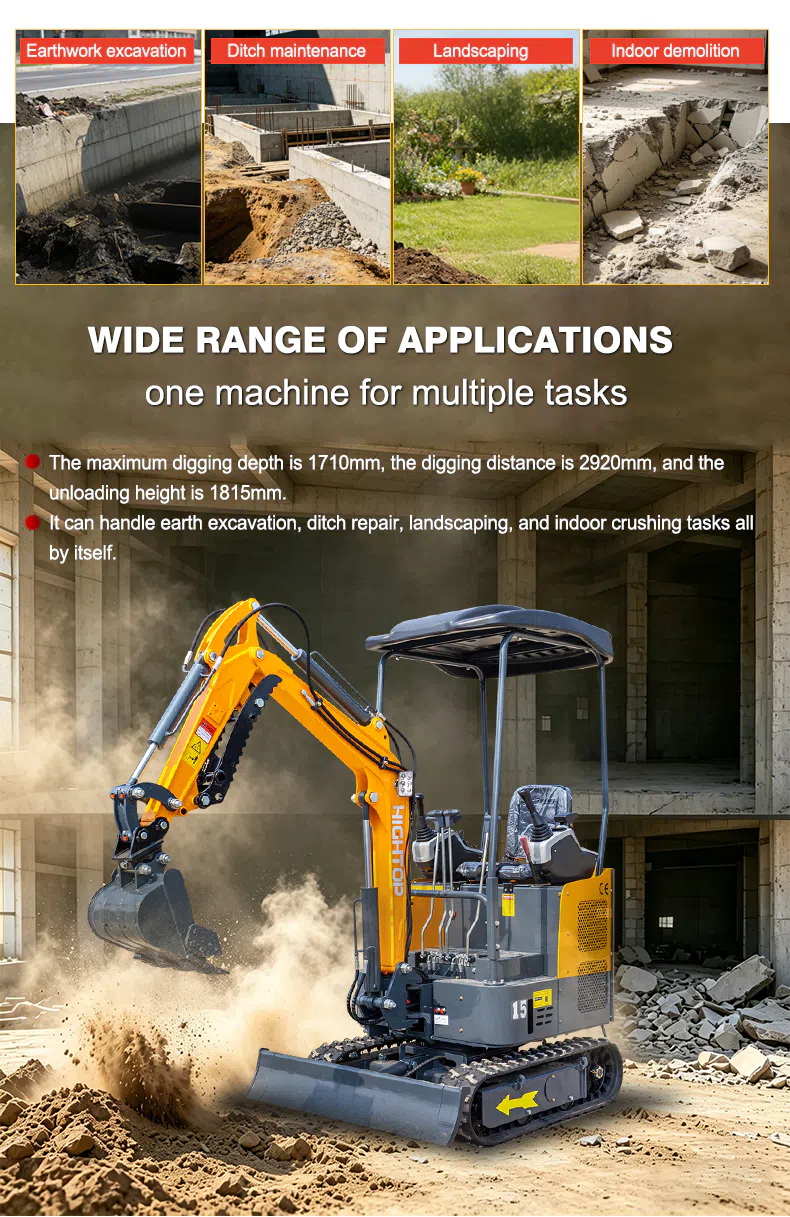 Mini Excavator 1.5 Ton With Offset Boom From Hightop Group Application Scenarios