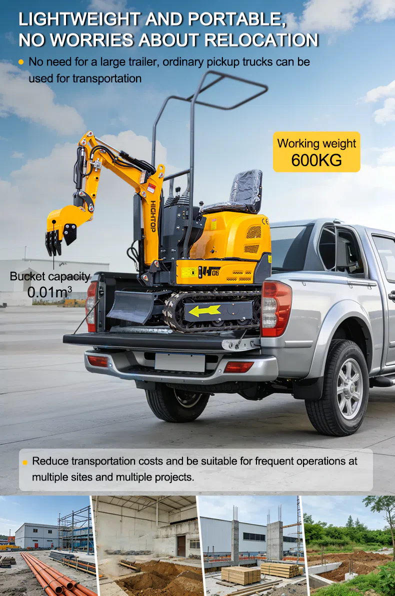 Mini Excavator 600kg With Lightweight Design HT06 Images-hightop.webp