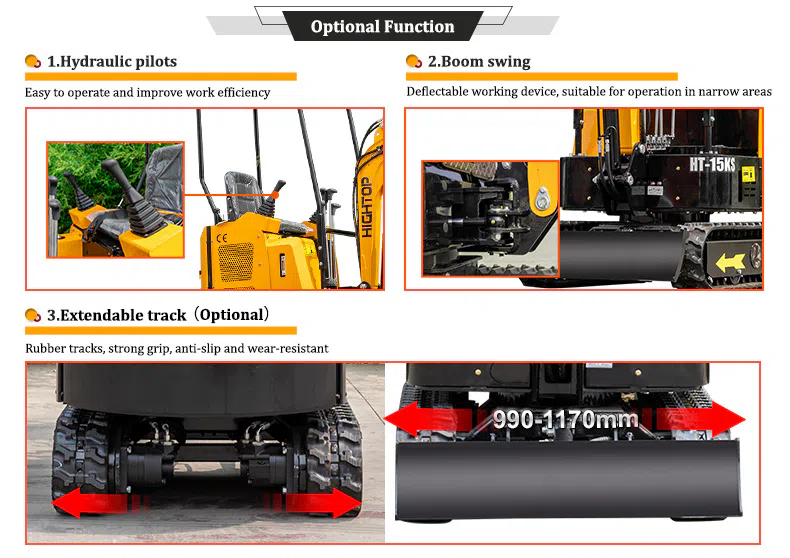 1.5 Ton Compact Digger with Kubota D2v80 Water-Cooled Engine Optional Functions for Tighter Job Sites .webp