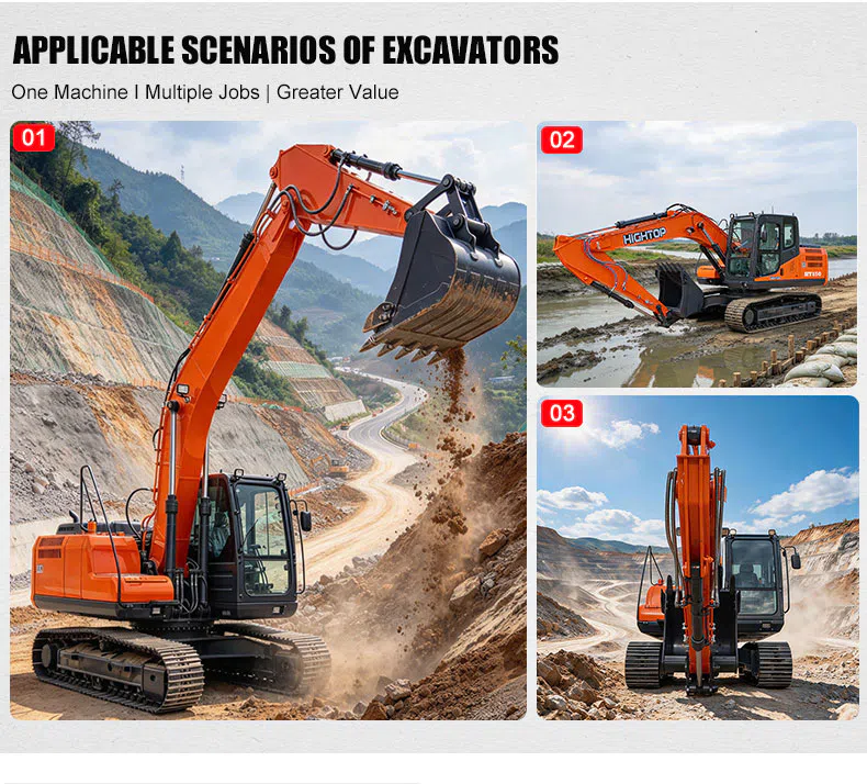 Pelle de construction Hightop HT150 avec contrôle hydraulique efficace