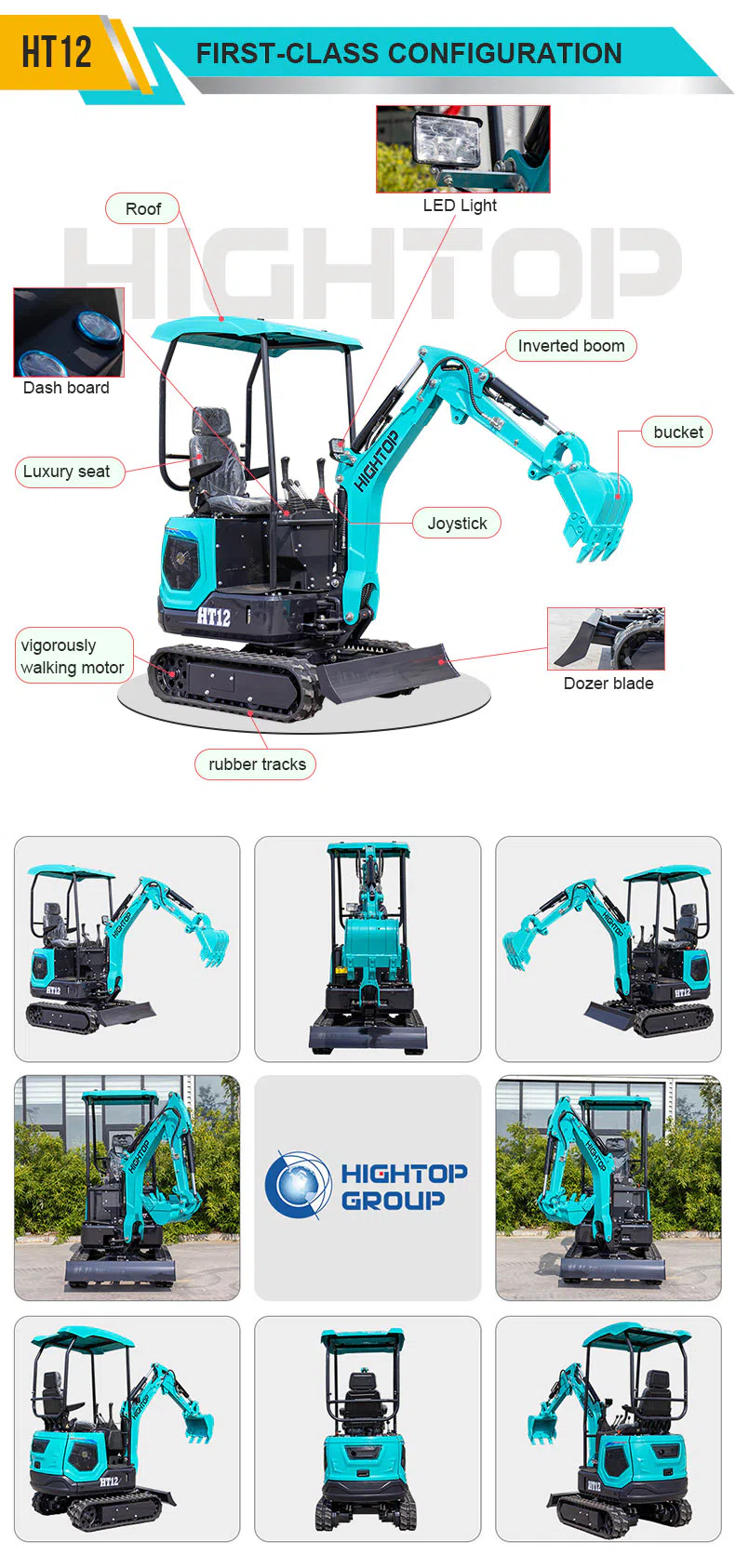 Hightop Mini Excavator 1.2 Ton With Zero Tail Swing HT12 Images.webp