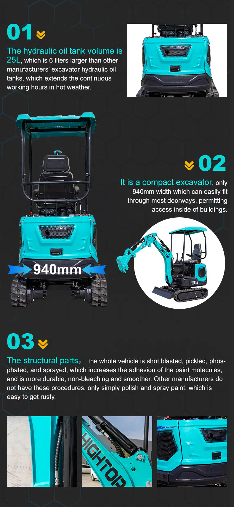 Hightop Mini Excavator 1.2 Ton With Zero Tail Swing HT12 Images.webp
