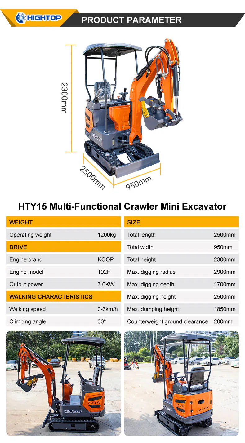 Hightop Mini Excavator 1.5 Ton With 360° Rotation Specifications.webp