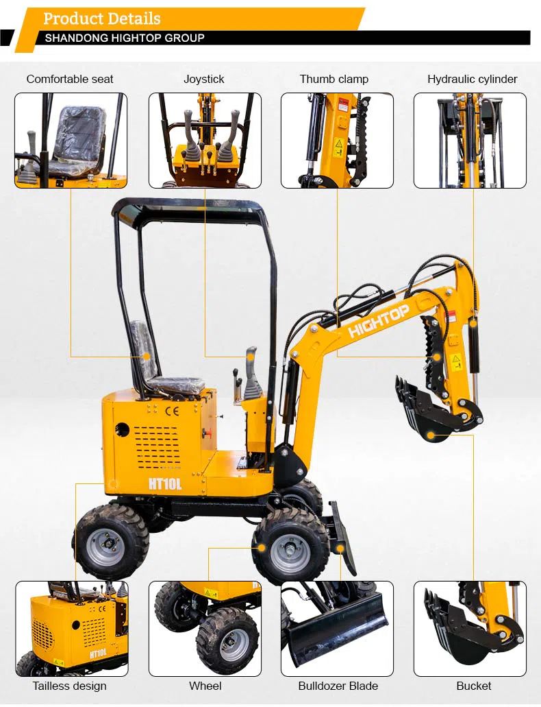 Hightop HT10W Mini Excavator 1 Ton With Optional Engines Picture.webp