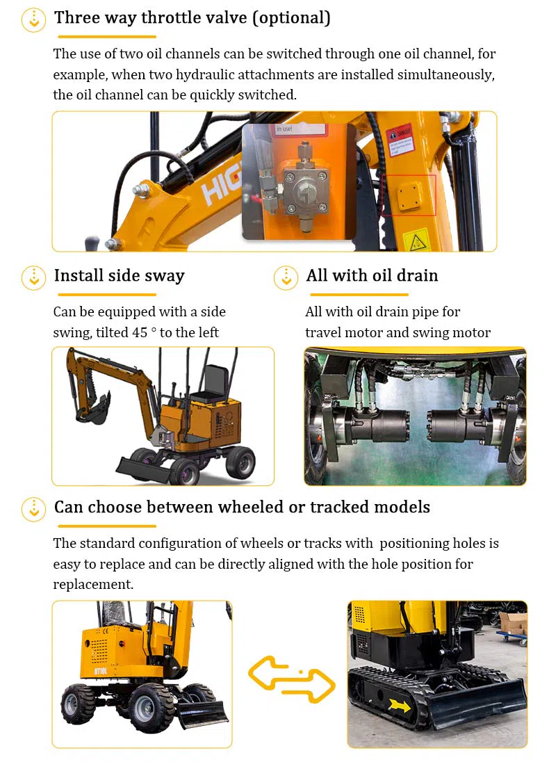 Hightop HT10W Mini Excavator 1 Ton With Optional Engines Picture.webp