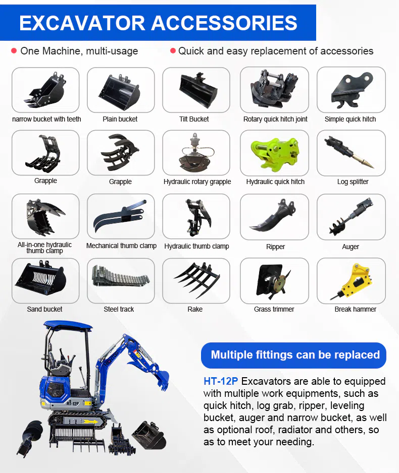 Mini Digger HT12P 1.2 Ton With 1700mm Digging Depth Images-hightop.webp