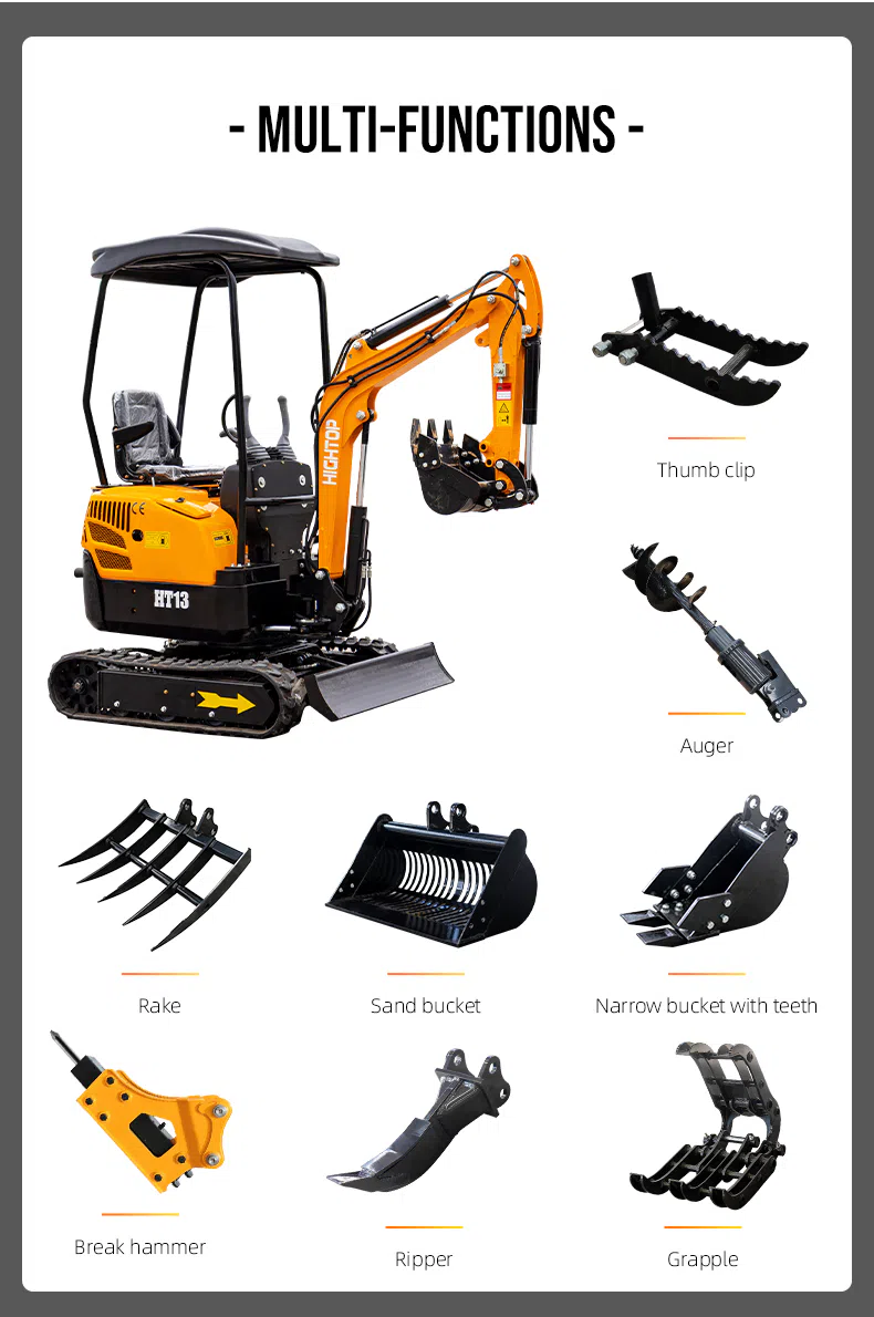 HT13 Mini Excavator 1.3 Ton for Construction and Earthmoving Images-hightop.webp