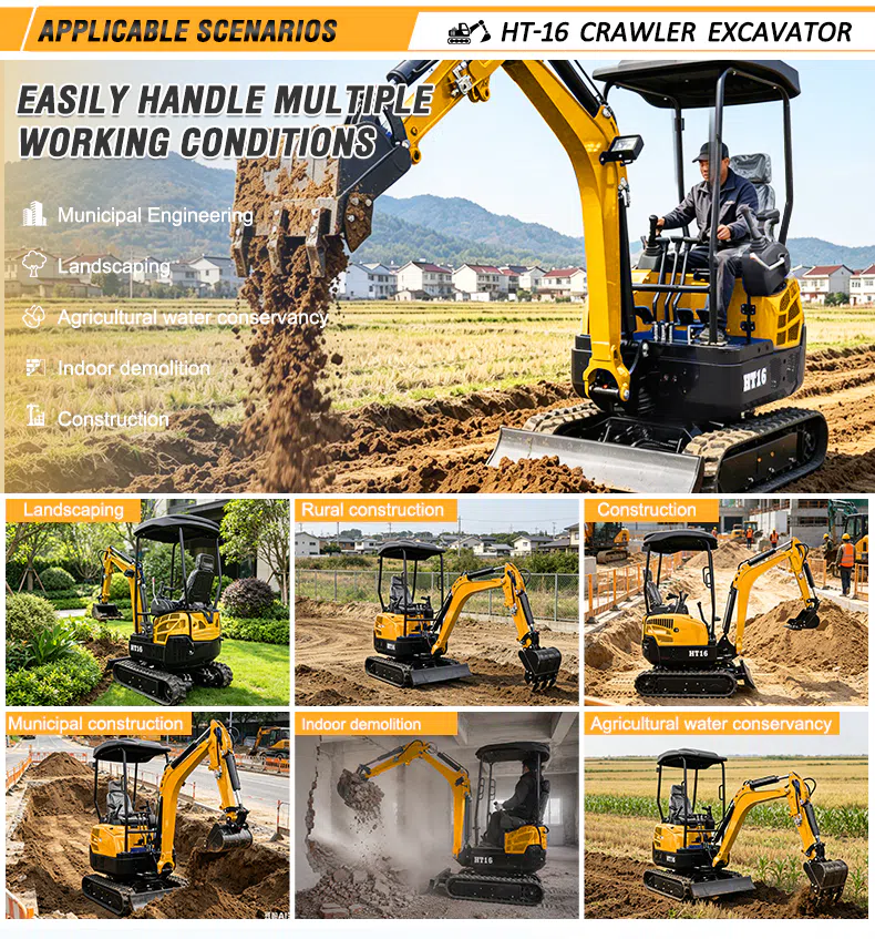 HT16 Mini Excavator 1.6 Ton With Deep Digging Applications-hightop.webp