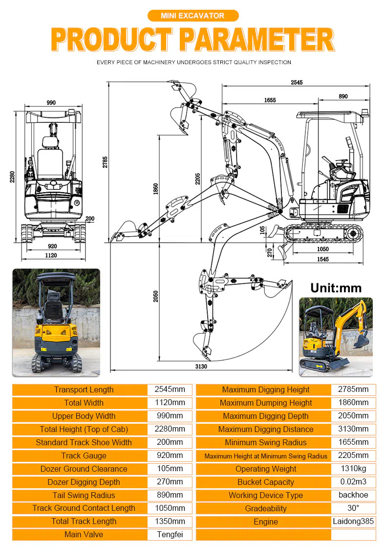 Hightop Mini Excavator 1.8 Ton Compact Design Technical Specifications.webp