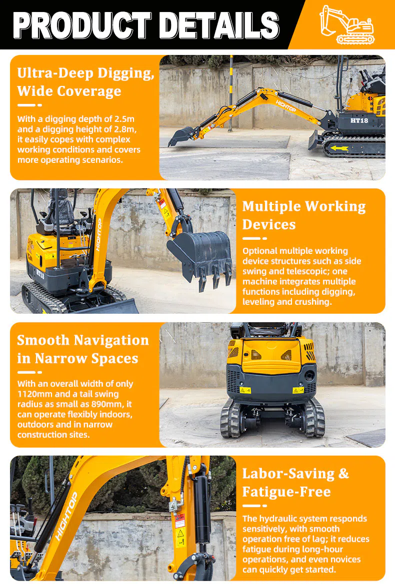 HT18L Mini Hightop Excavator 1.8 Ton Compact Design Pictures.webp