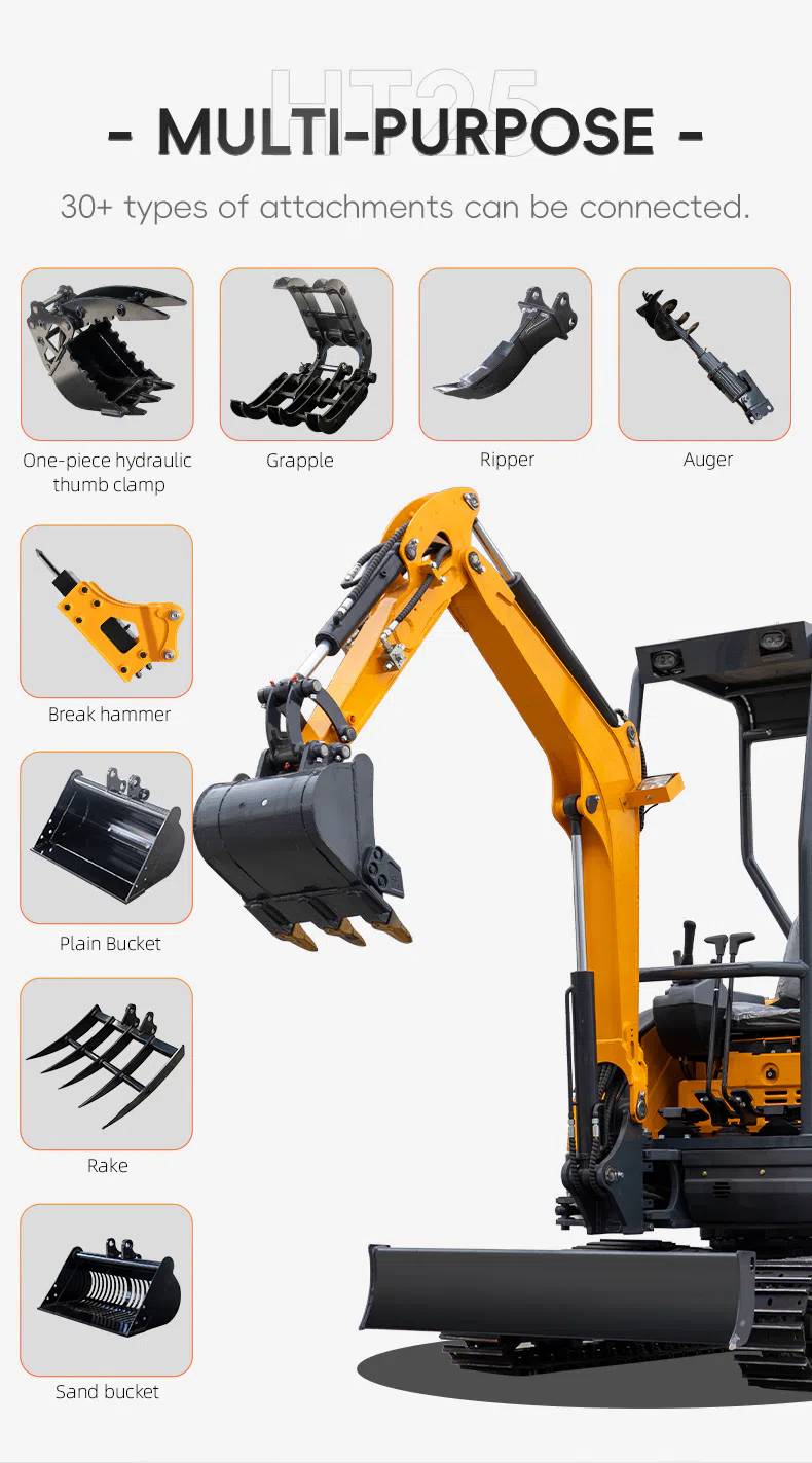 2.5 ton mini crawler excavator-hightop