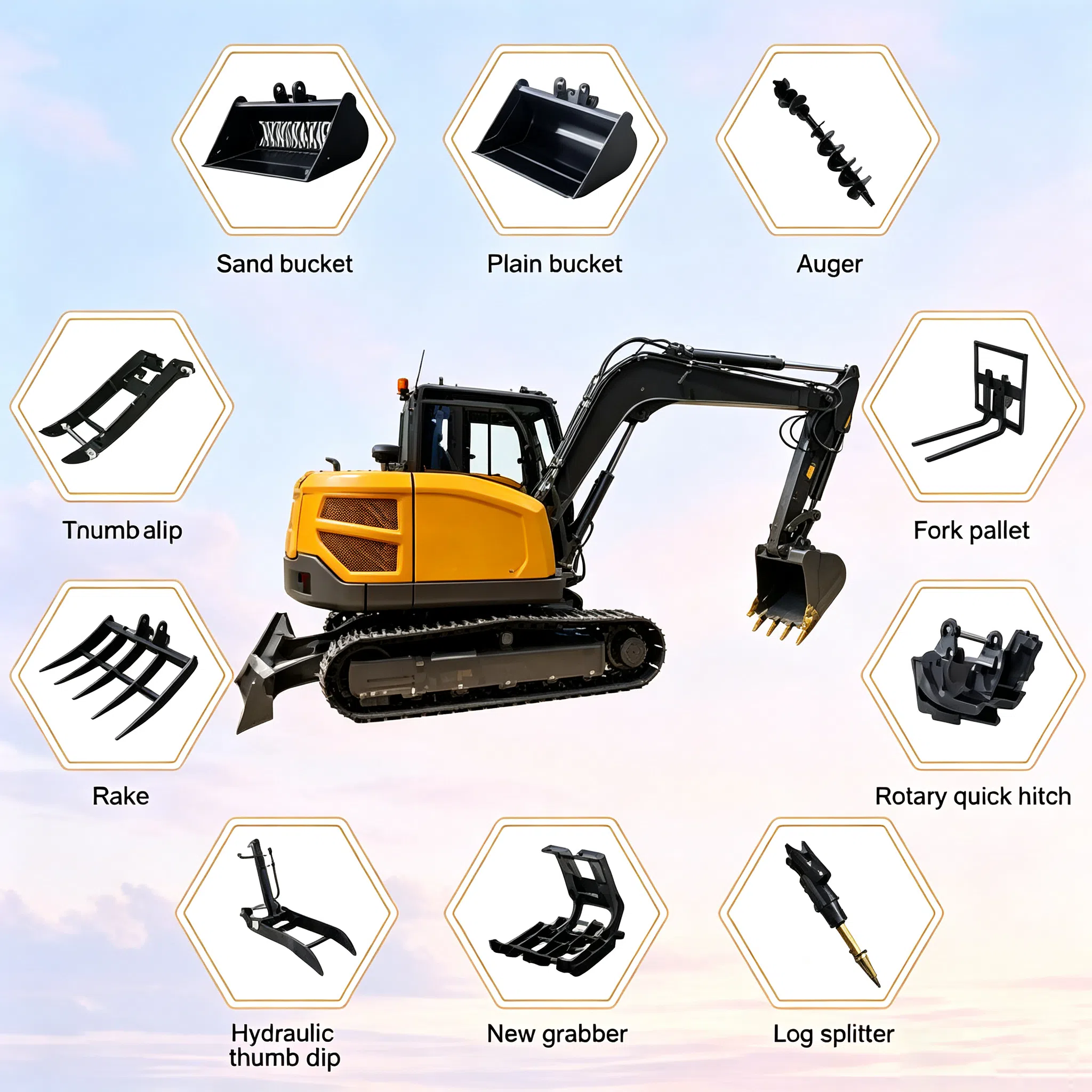 6 Ton Hydraulic Crawler Excavator with Kubota Engine-hightop